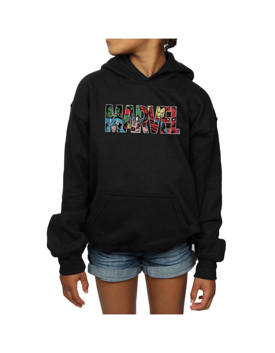 Marvel Comics Girls Logo Character Infill Hoodie - Black - 3