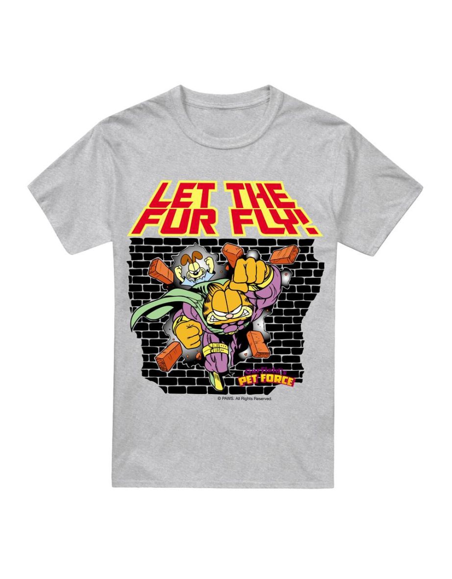 Garfield Mens Let The Fur Fly T-Shirt - Sport Heather