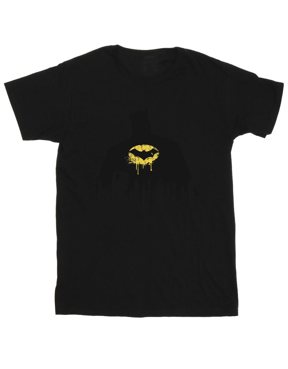 DC Comics Mens Batman Shadow Paint T-Shirt - Black