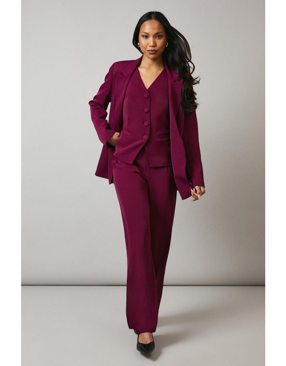 Self Covered Button Detail Waistcoat - 3
