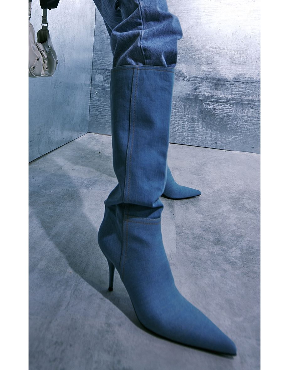 Denim boots outlet low heel