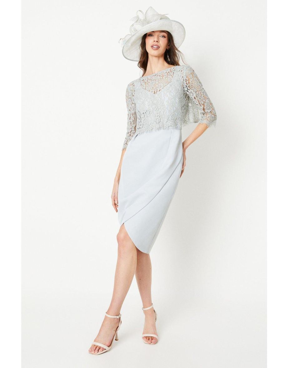Short Sleeve Lace Top Pencil Dress