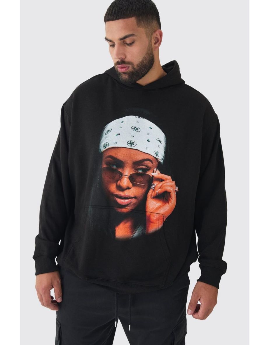Plus Oversized Aaliyah License Hoodie - black