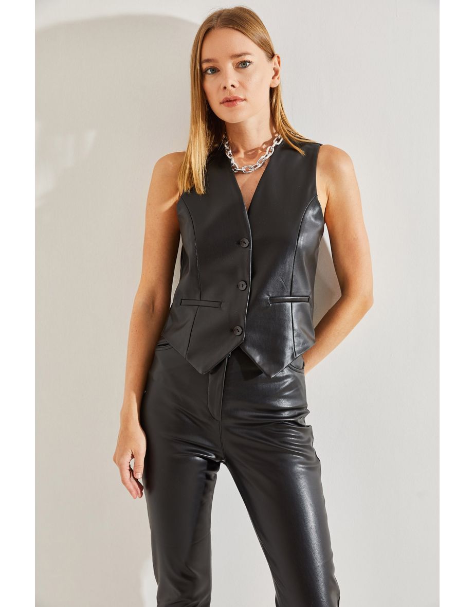 Women's Leather Vest - 5