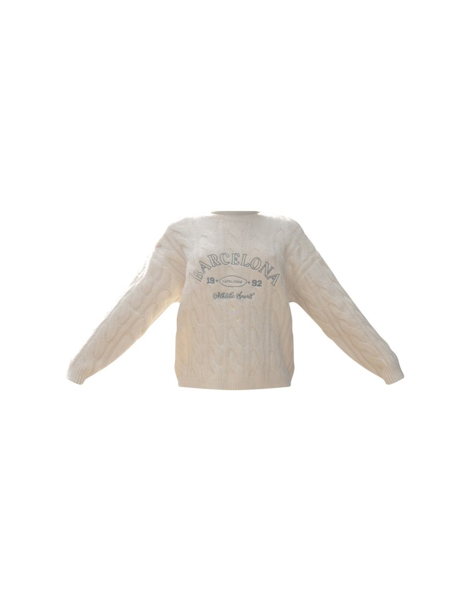 Cream Barcelona Embroided Brushed Chunky Knit Jumper - 4