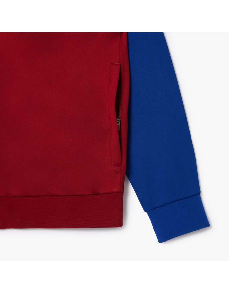 Men's Lacoste Zip-Up Stretch Interlock Tennis Jacket in Red - 2