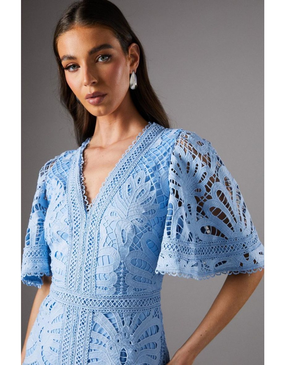 Placement Lace Hanky Hem Dress - 3