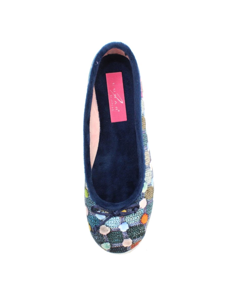 Lunar Womens/Ladies Magic Spotted Slippers - Navy - 3