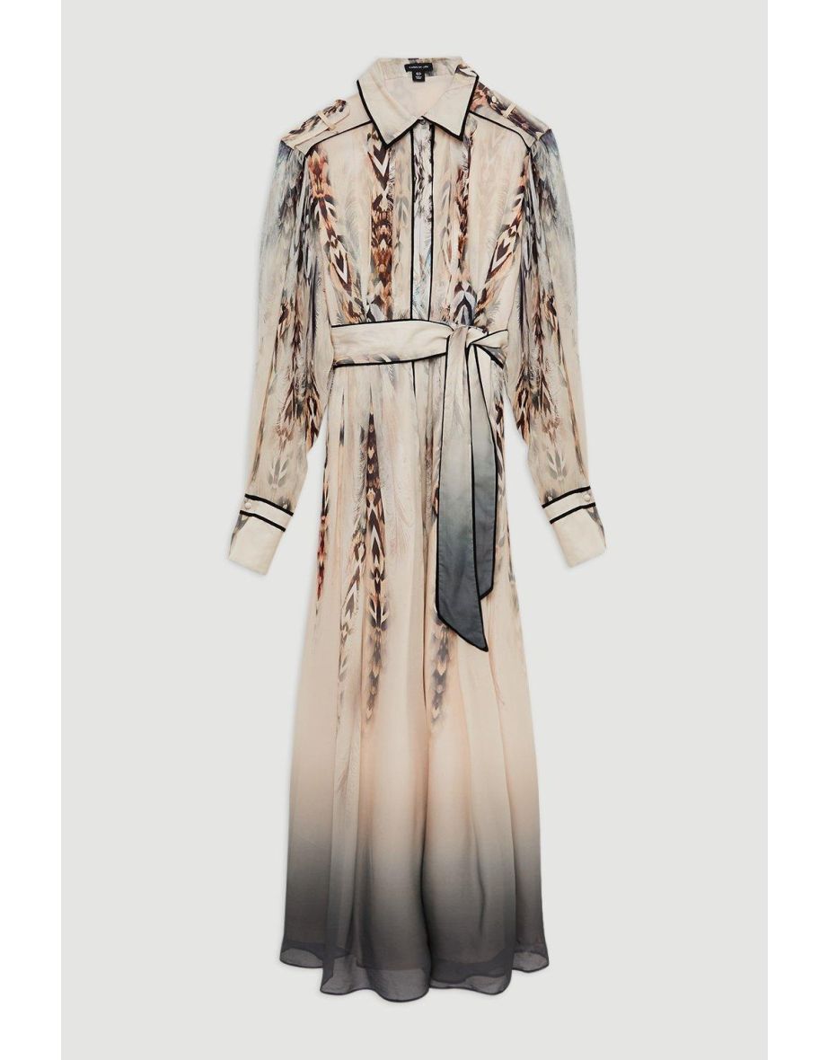 Viscose Floral Boarder Shirt Maxi Dress - 3