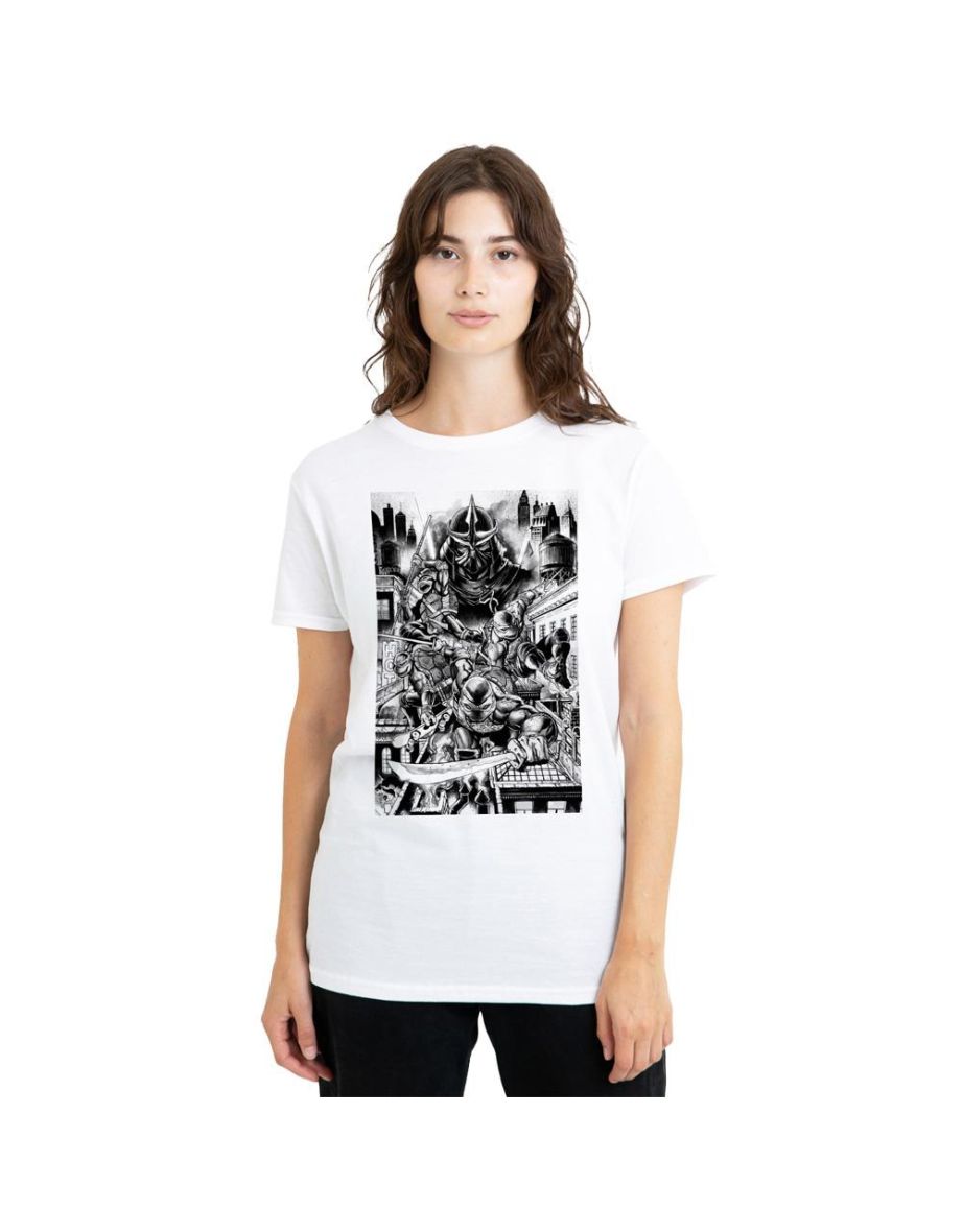 Teenage Mutant Ninja Turtles Unisex Adult Take Down Shredder T-Shirt - White