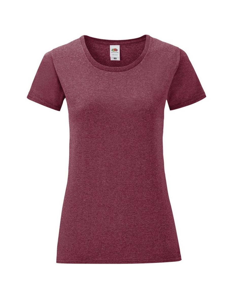 Fruit of the Loom Womens/Ladies Iconic T-Shirt - Heather Burgundy