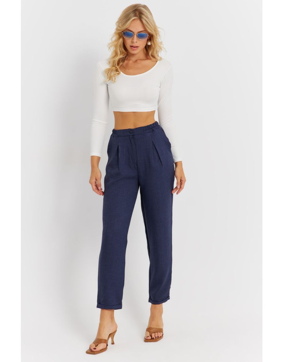 Women's Indigo Linen Trousers