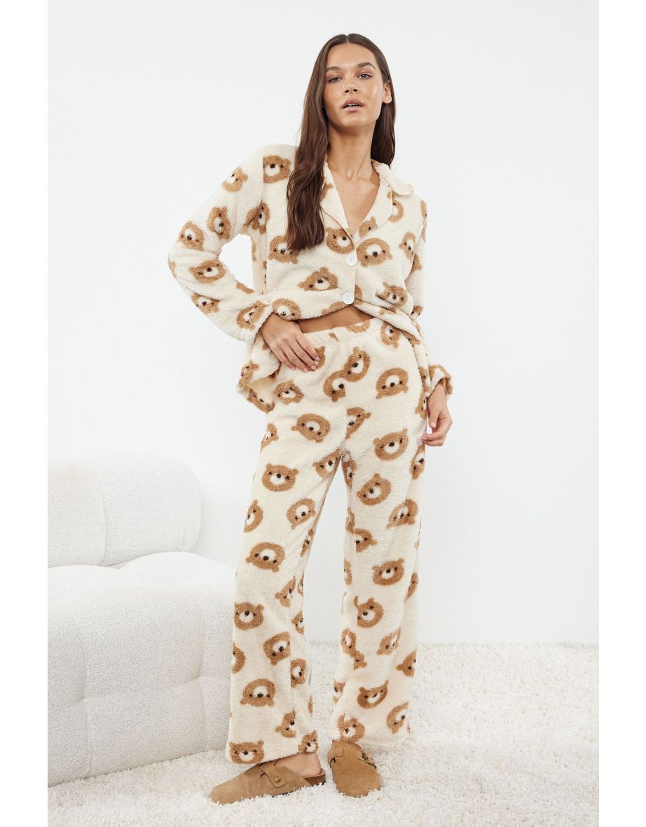 Ecru Animal Wellsoft Knitted Pajama Set