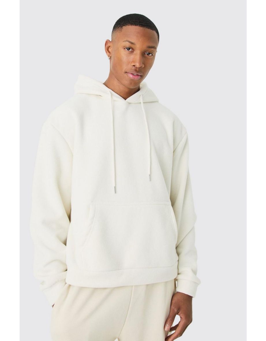 Shop Oversized Boxy Bonded Microfleece Hoodie white Online in Qatar VogaCloset