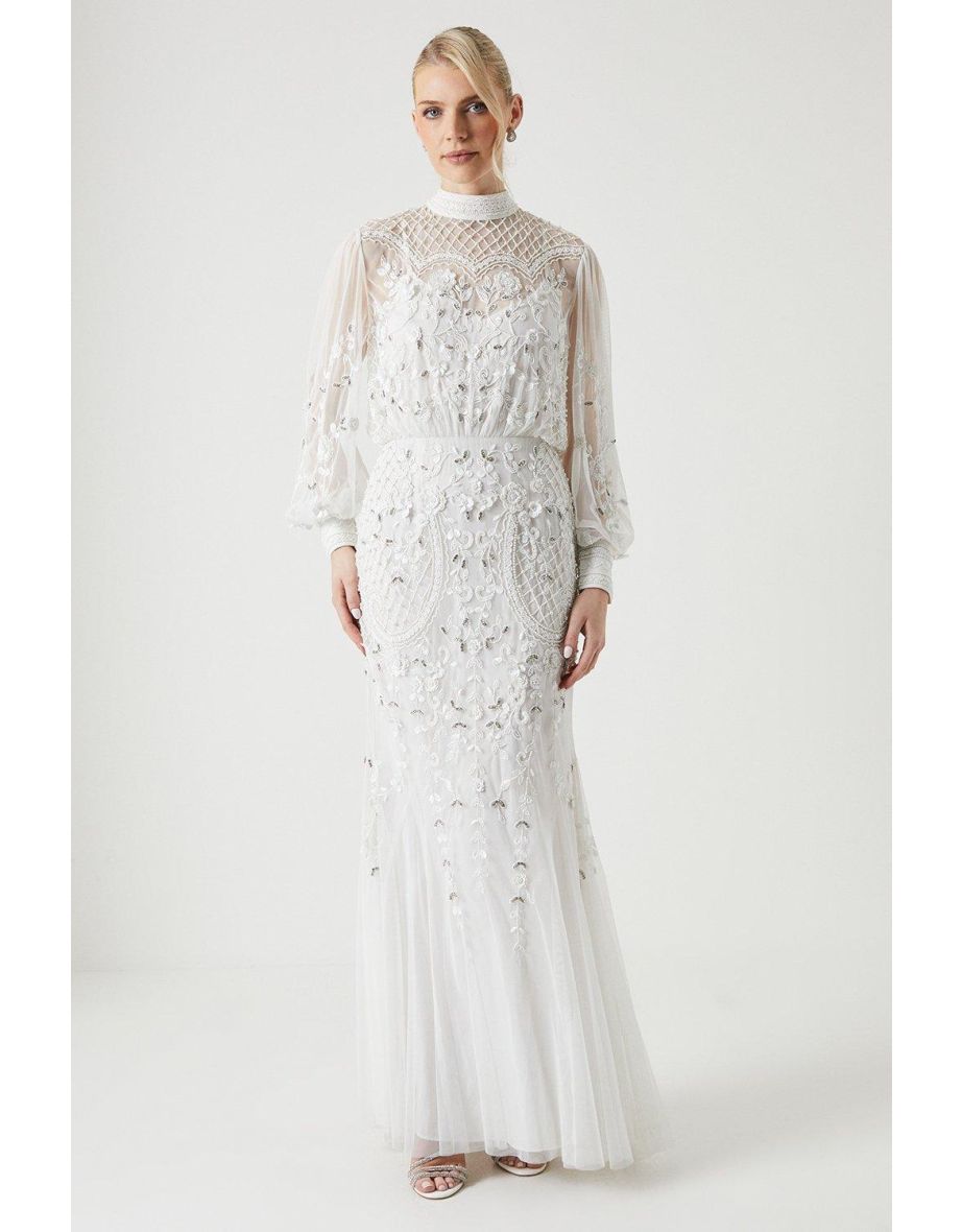 Premium Full Embellished Floral Applique Wedding Dress