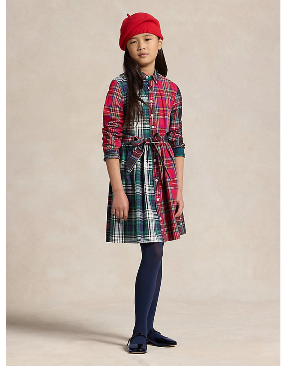 Ralph Lauren Girls Plaid Shirt Dress in Multicolour