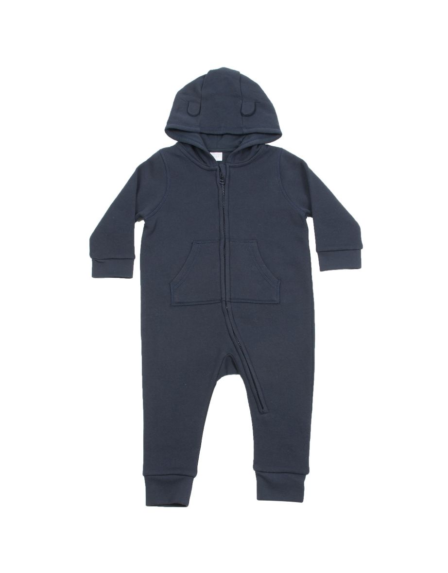 Larkwood Baby Unisex Fleece All-In-One Romper Suit - Navy