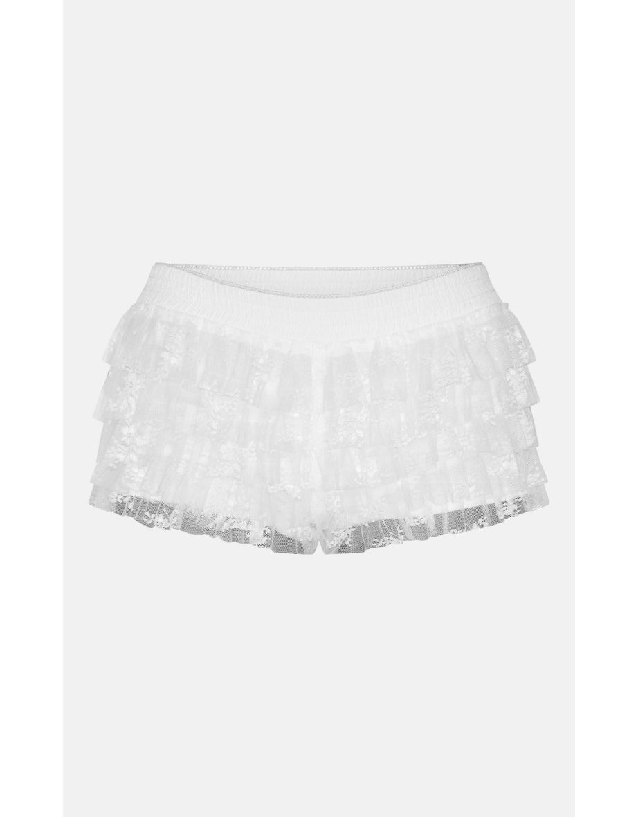 Cream Lace Frilly Bloomer Shorts - 5