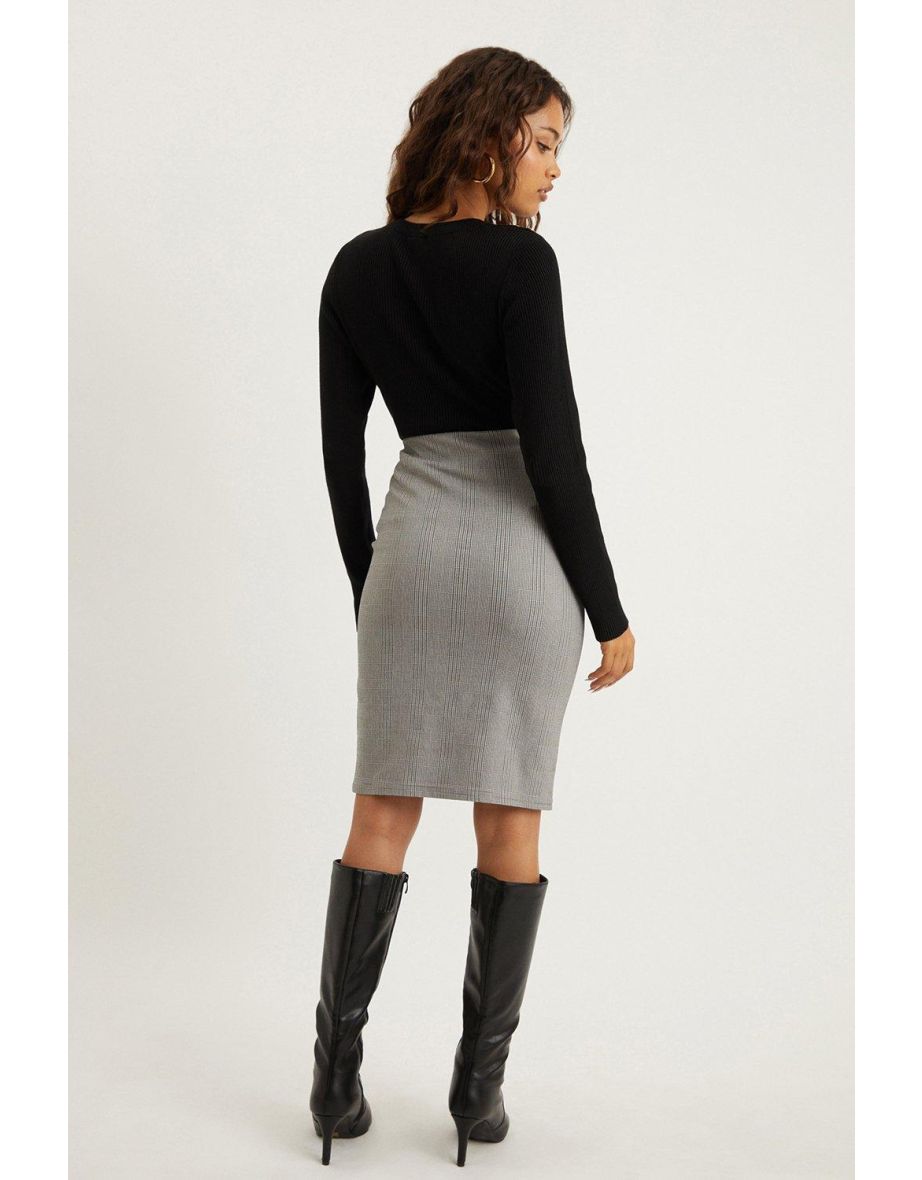 Petite Check Bengaline Pencil Skirt - 2