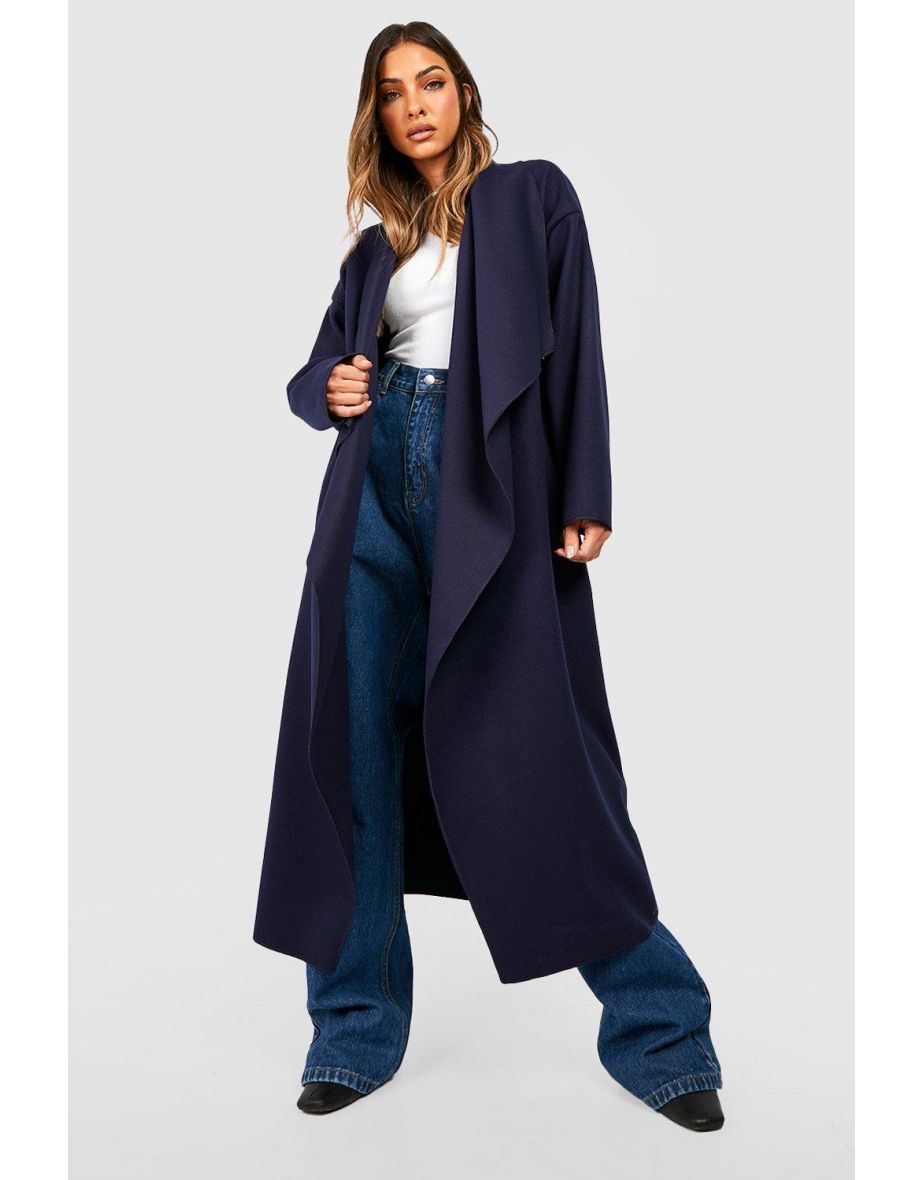 navy blue waterfall coat