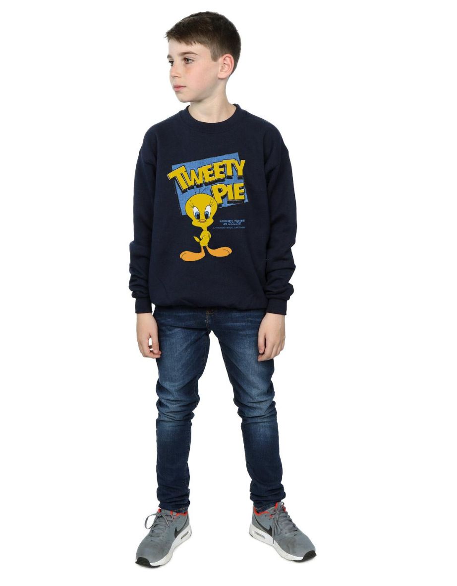 Looney Tunes Boys Classic Tweety Pie Sweatshirt - Navy Blue - 3