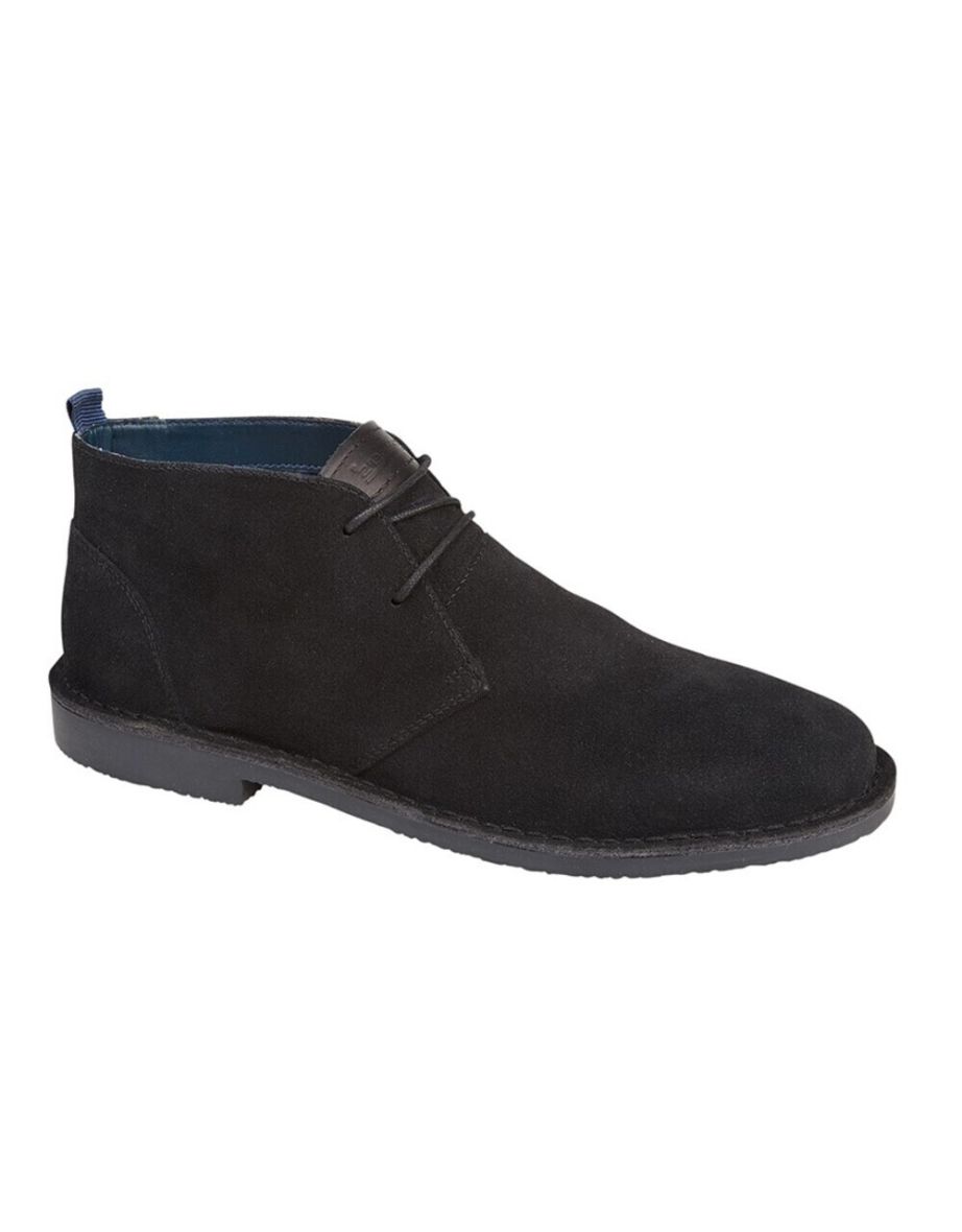 Roamers Mens Suede Desert Boots - Black