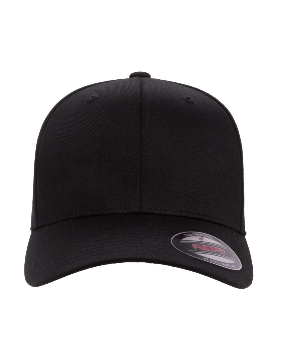 Yupoong Mens Flexfit Fitted Baseball Cap - Black/Black - 2