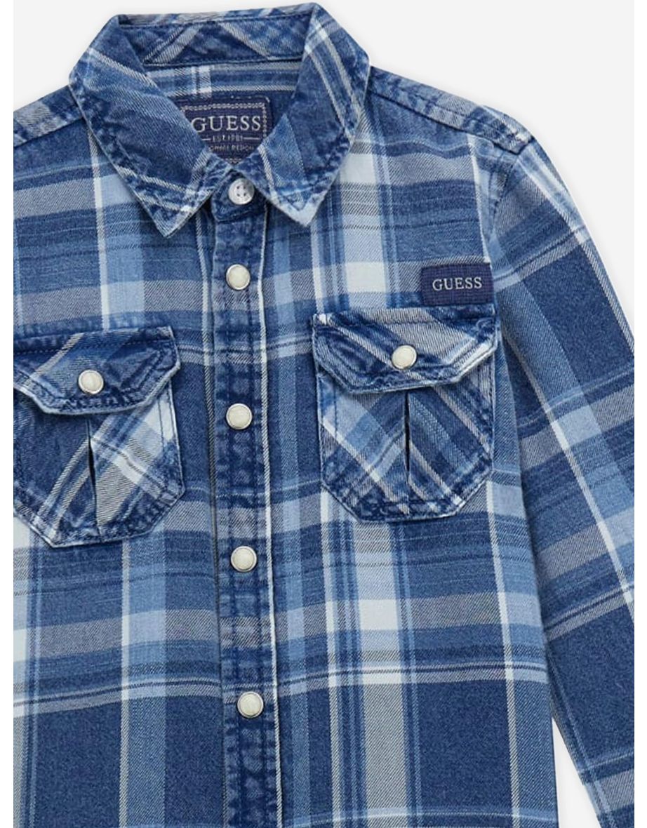 Guess Boys Cotton Twill Shirt in White - 3