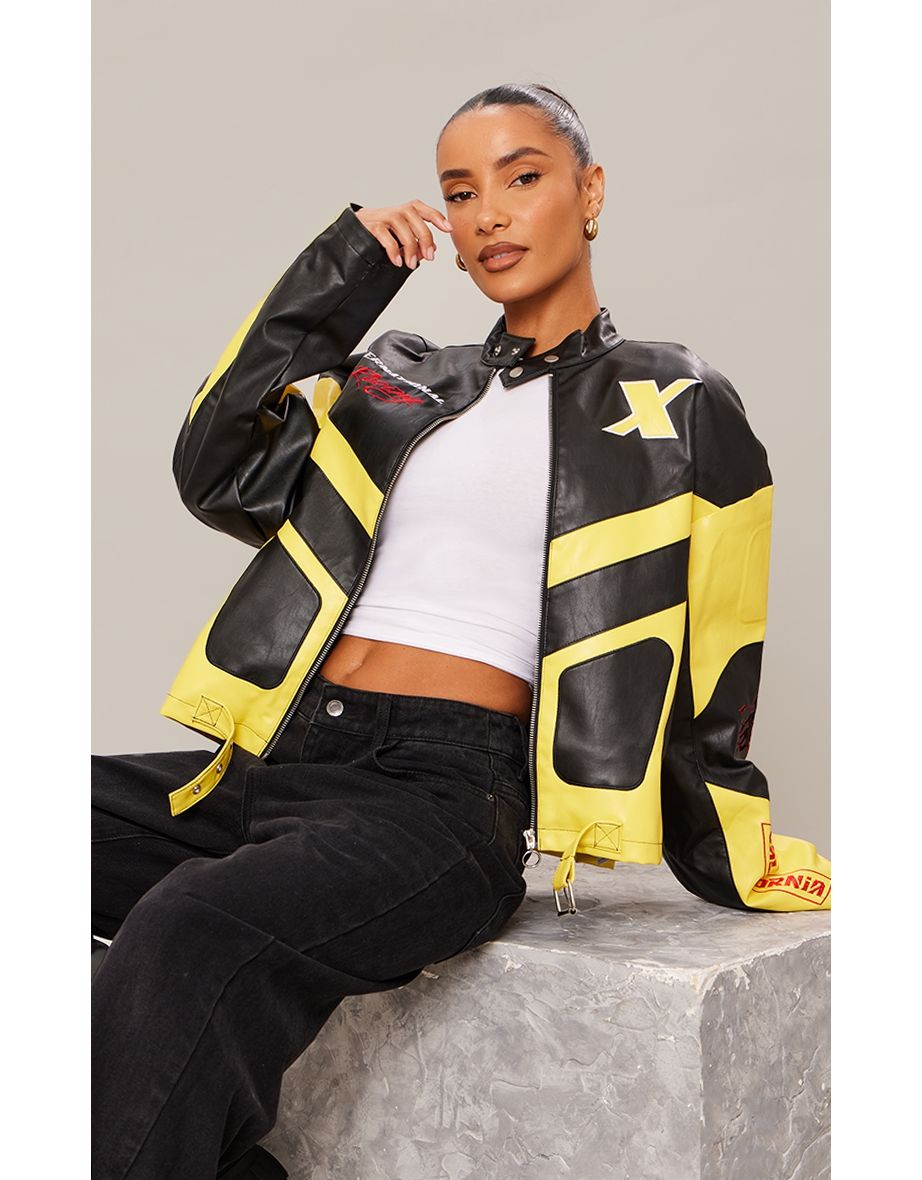 Faux yellow clearance leather jacket