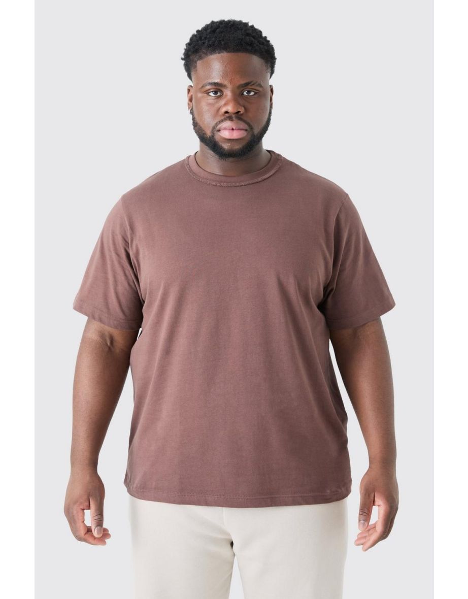 Plus Core Heavy Carded Layed On Neck T-shirt - chocolate