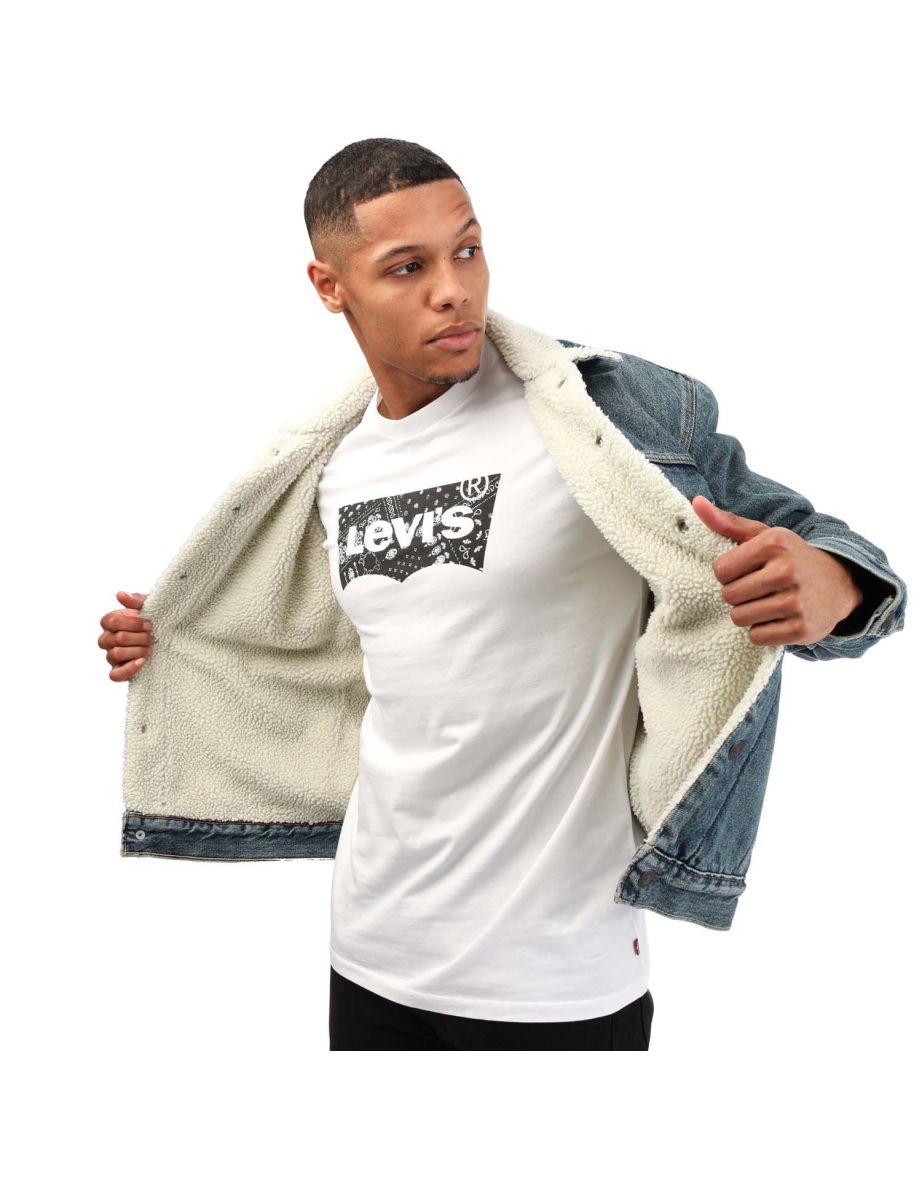 Men's denim sherpa trucker jacket best sale