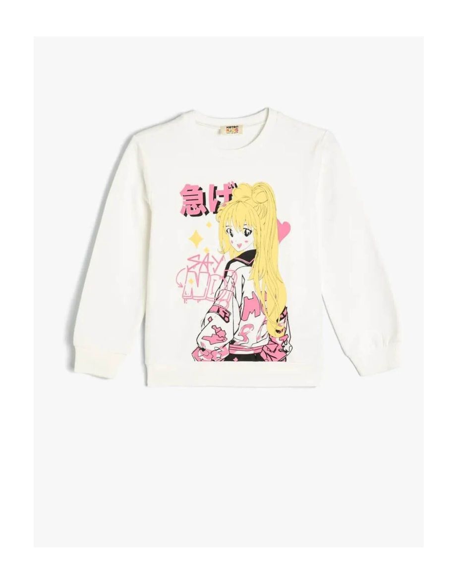 Sweatshirt Anime Printed Crew Neck Long Sleeve Cotton