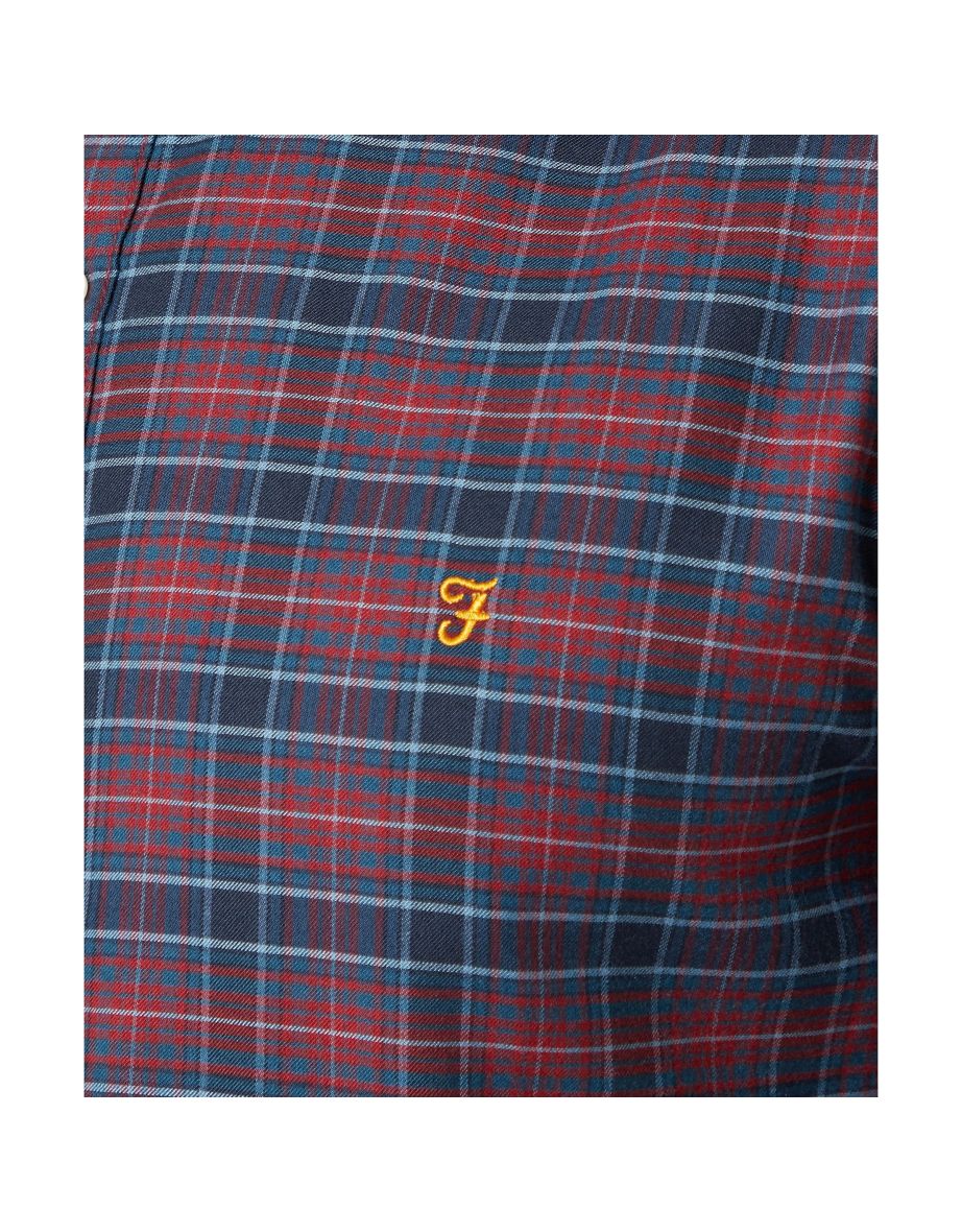 Men's Farah Fraser Checked Long Sleeve Shirt in Blue - 4