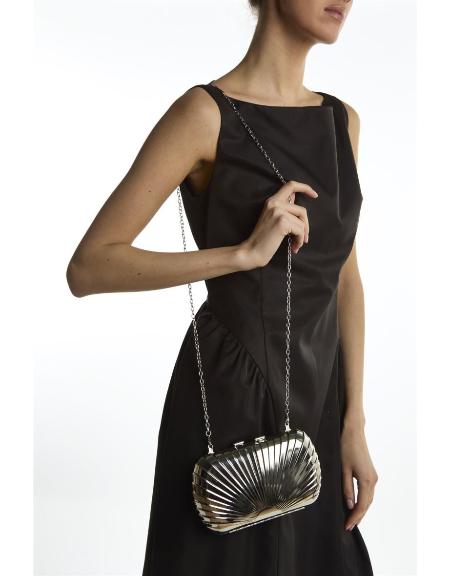 Silver Structed Box Clutch-Bag