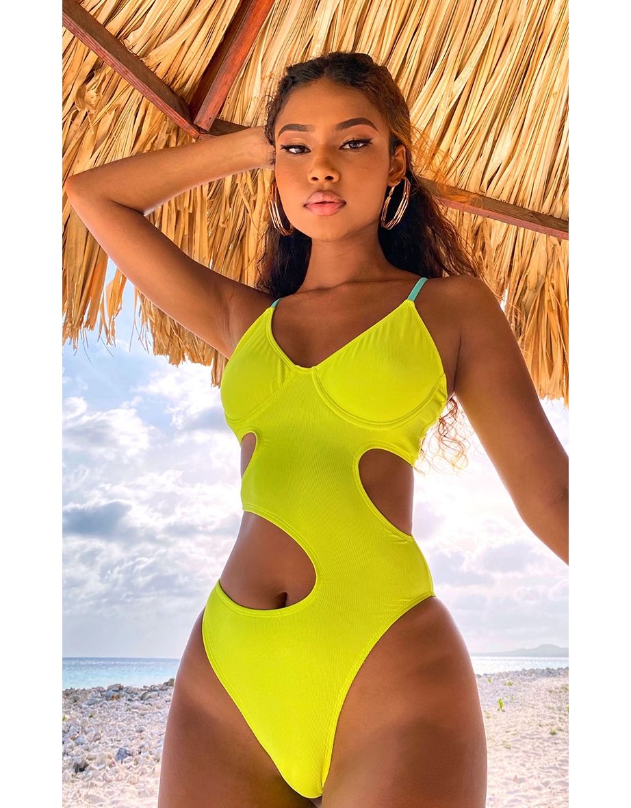 Neon cut out swimsuit on sale