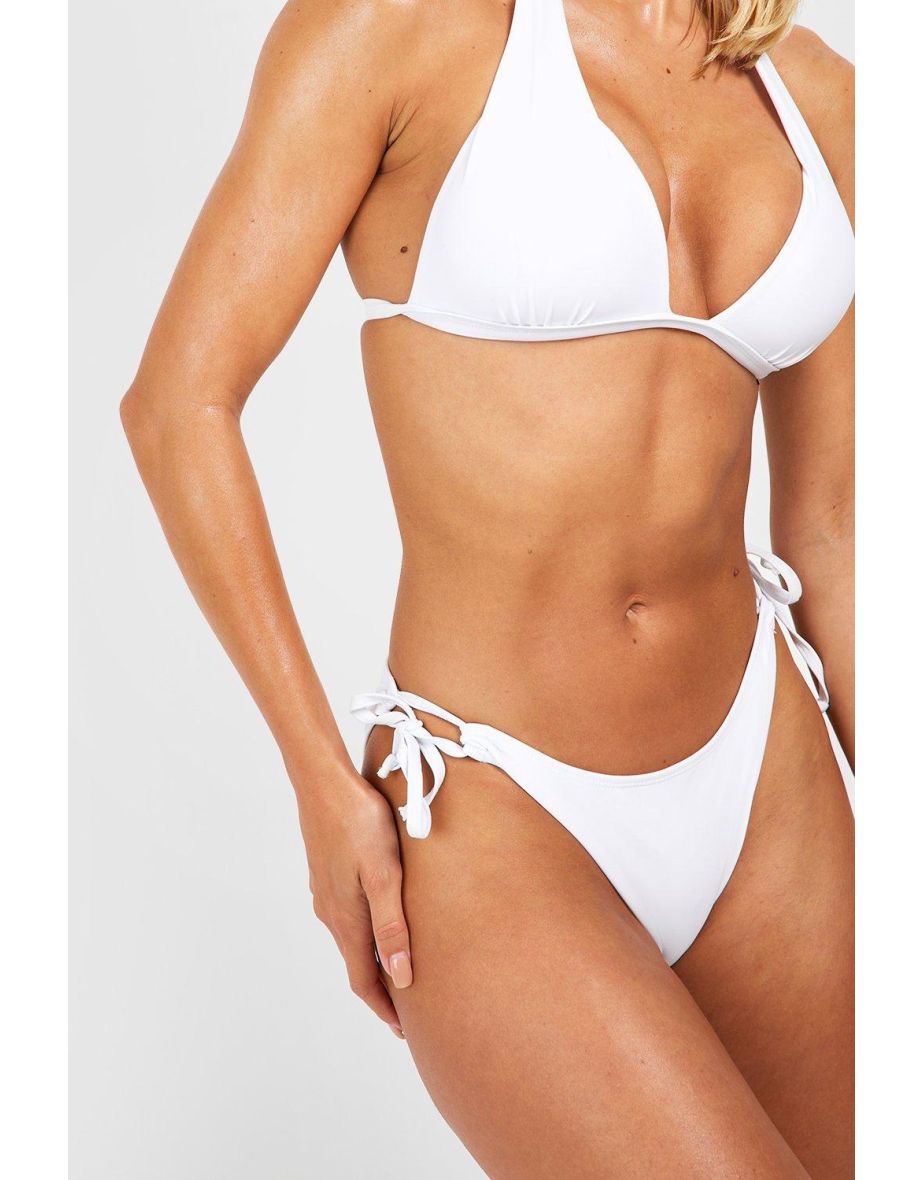 Moulded Push Up Triangle Bikini Set - white - 3