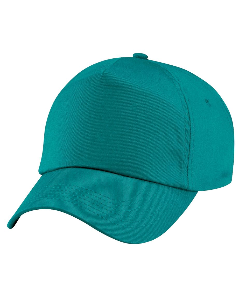 Beechfield Plain Unisex Junior Original 5 Panel Baseball Cap - Emerald