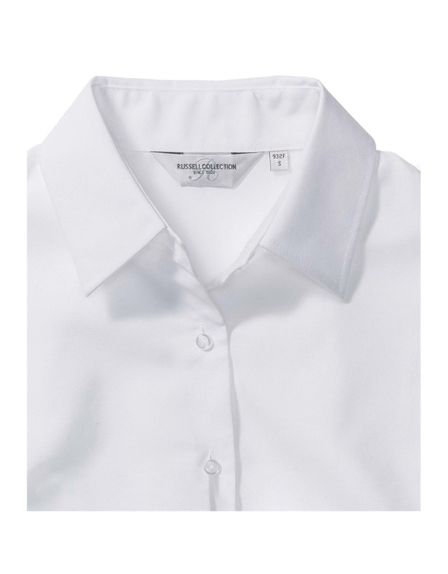 Russell Collection Ladies/Womens Long Sleeve Easy Care Oxford Shirt - White - 2