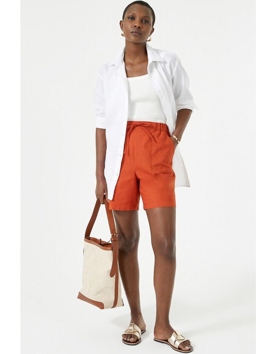 Anne Weyburn Red Linen Shorts