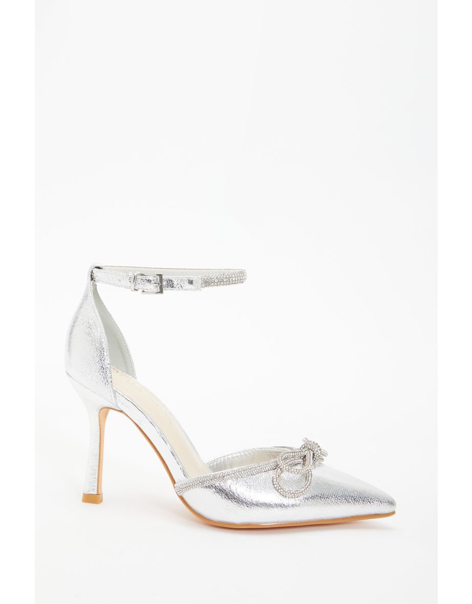 Quiz silver diamante on sale shoes