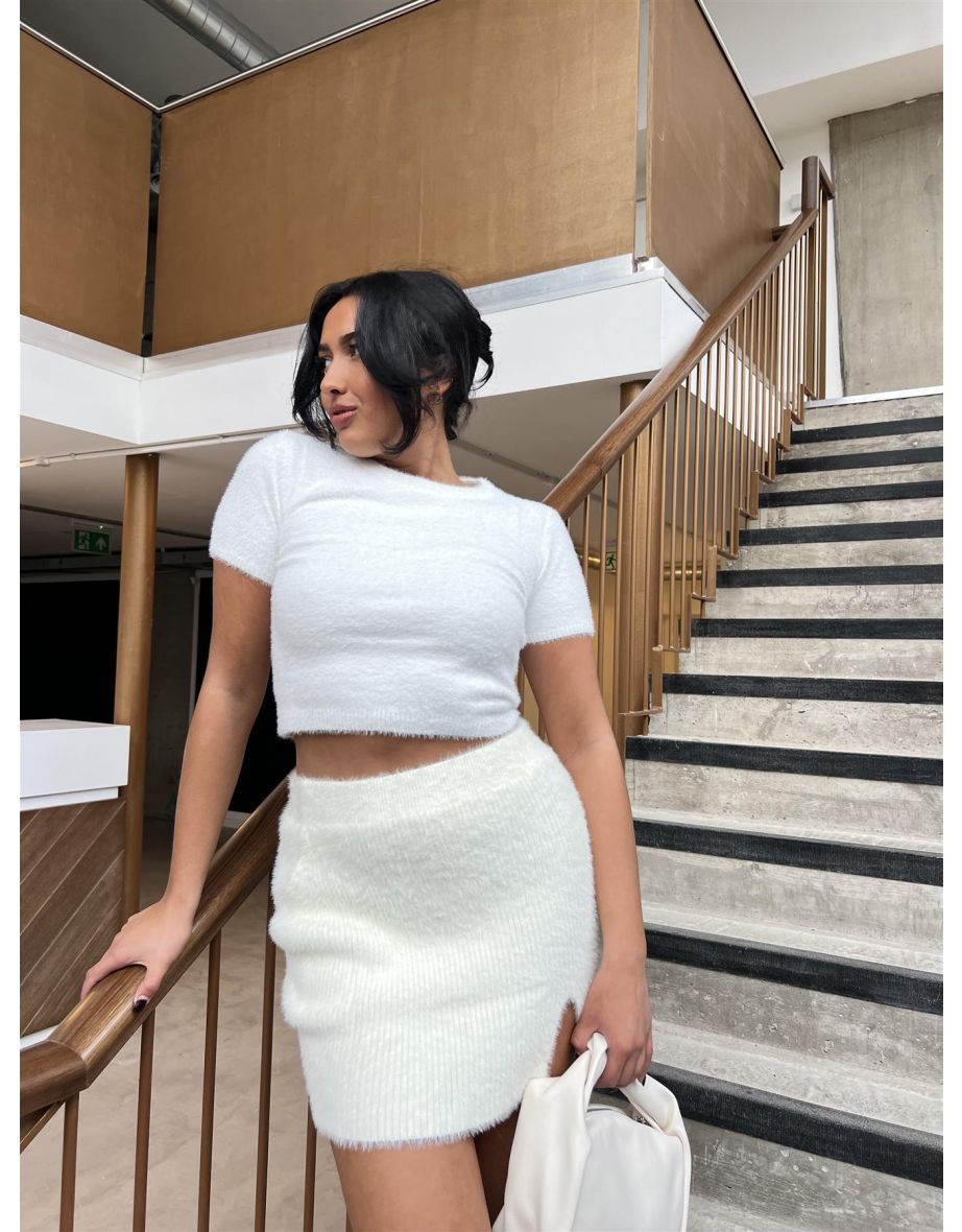 White Crew-Neck Crop-Jumper