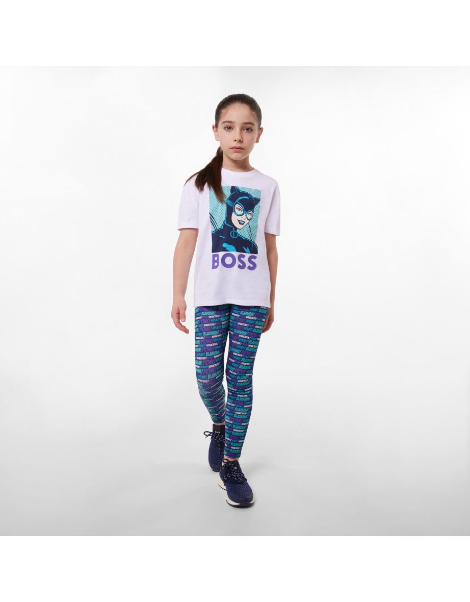 Girls Comic Pop Art Leggings in Navy