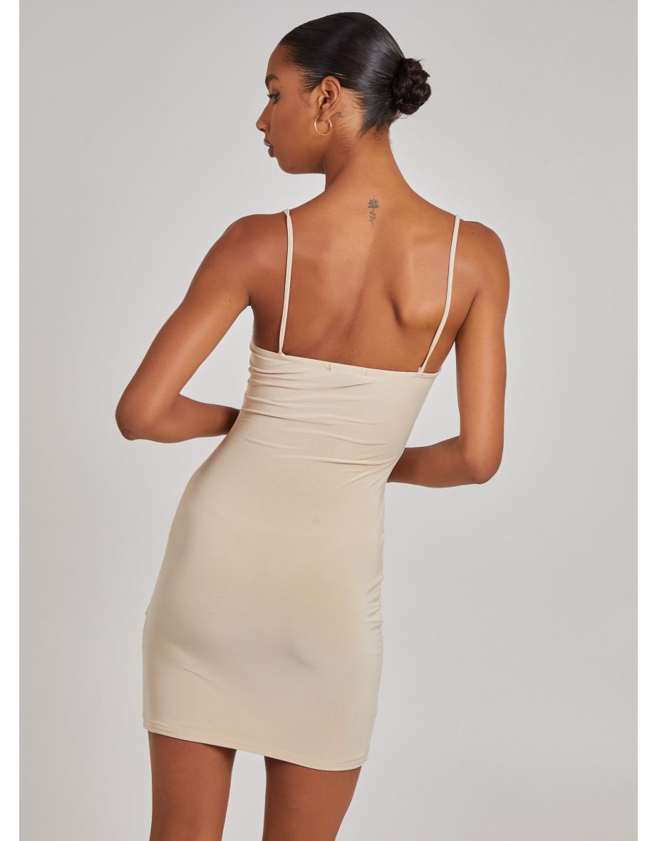 Strappy Gathered Slinky Mini Dress - 4