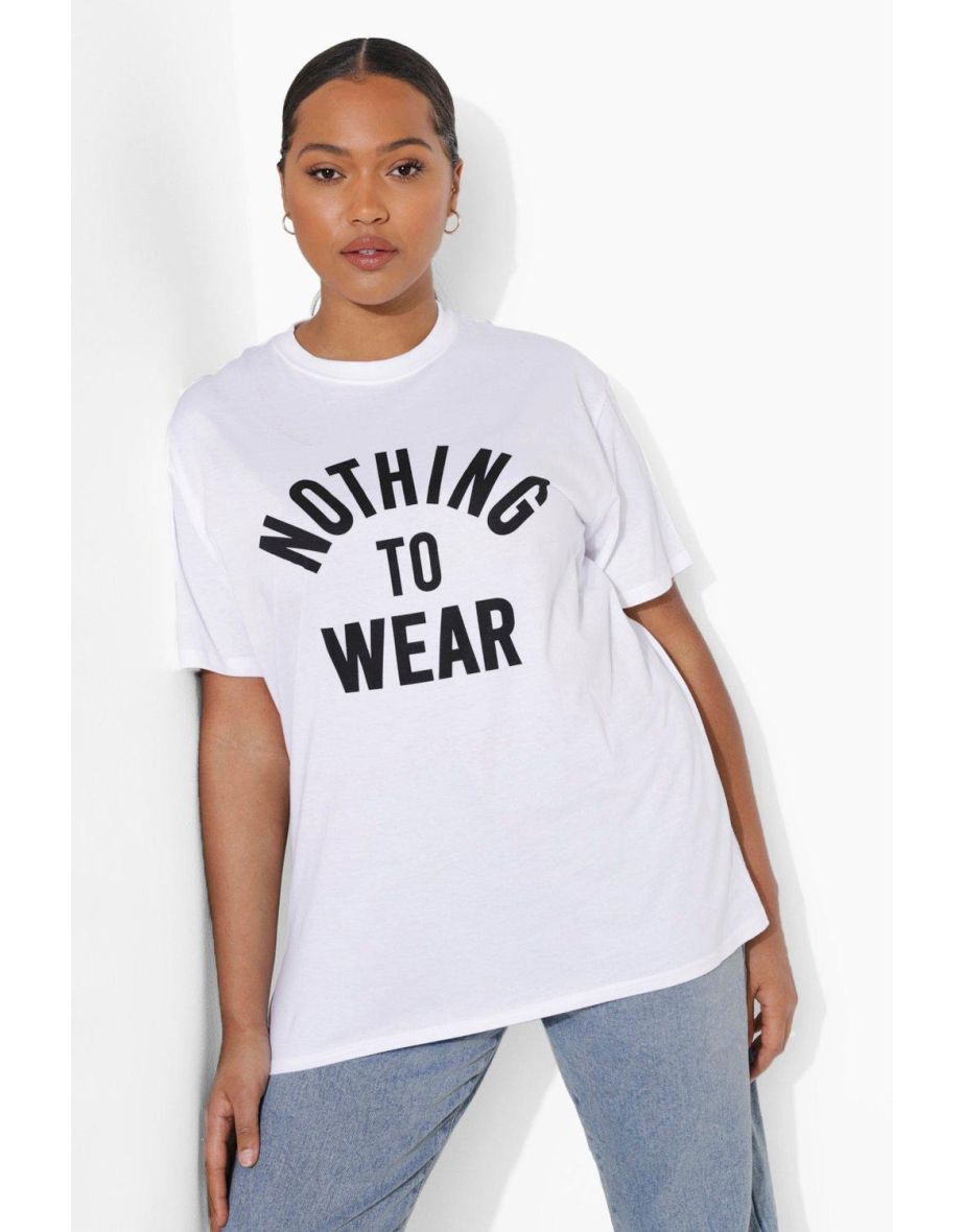 Plus Nothing To Wear Slogan T-Shirt - white - 3