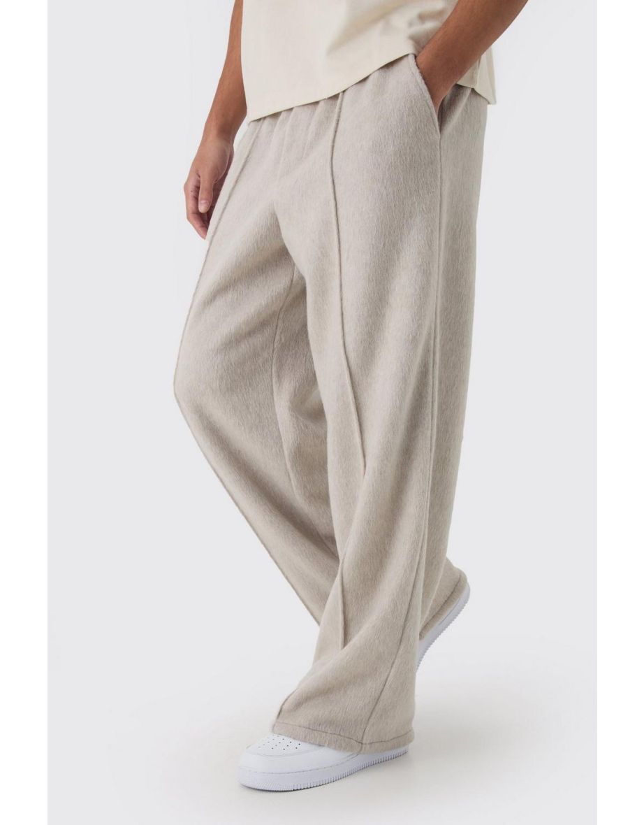 Elasticated Wide Leg Brushed Melton Pintuck Trousers