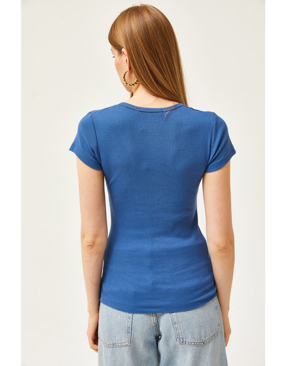 Women's Indigo Snap Camisole Blouse - 5