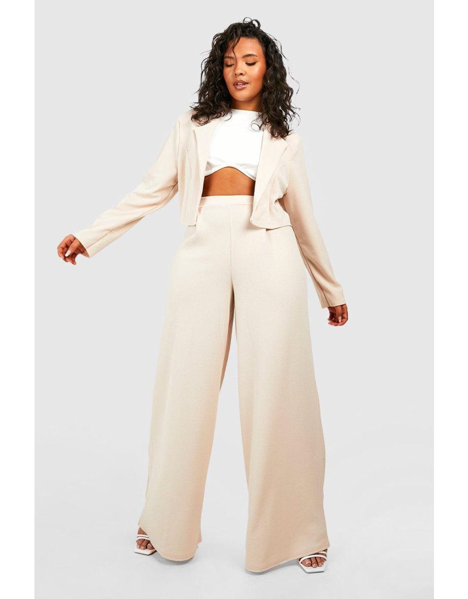 Plus Basic Jersey Wide Leg Trousers