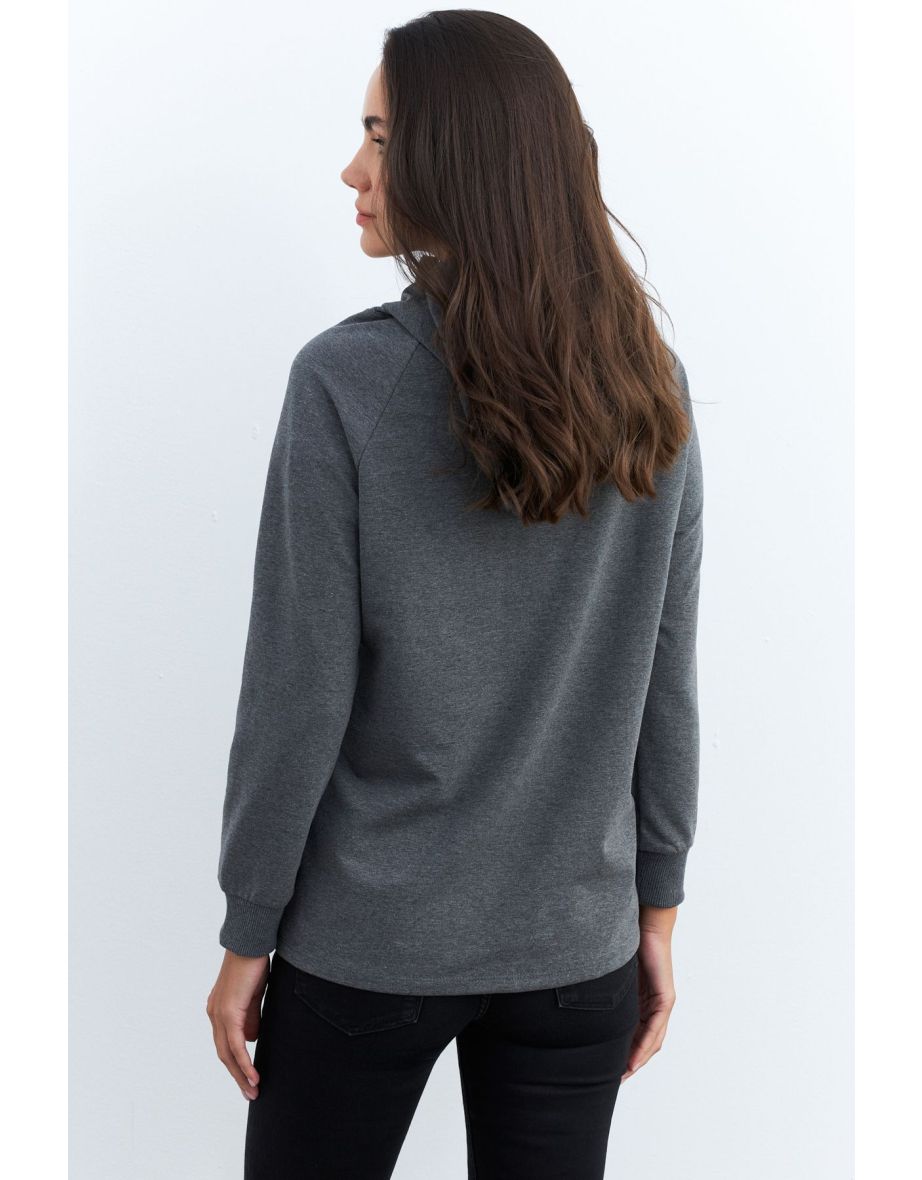 Women's Anthracite Zippered Sweatshirt - 5