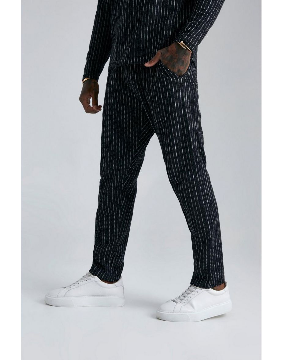 Jacquard Stripe Tapered Jogger - black