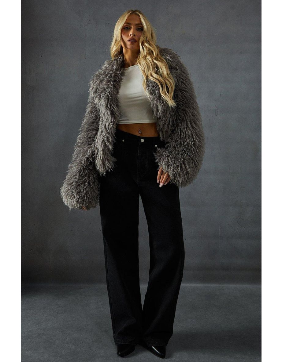 Mongolian Collared Faux Fur Coat